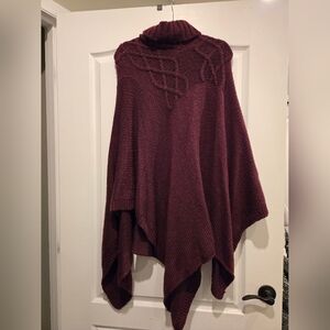 BCBG Burgundy Knit Women's Poncho